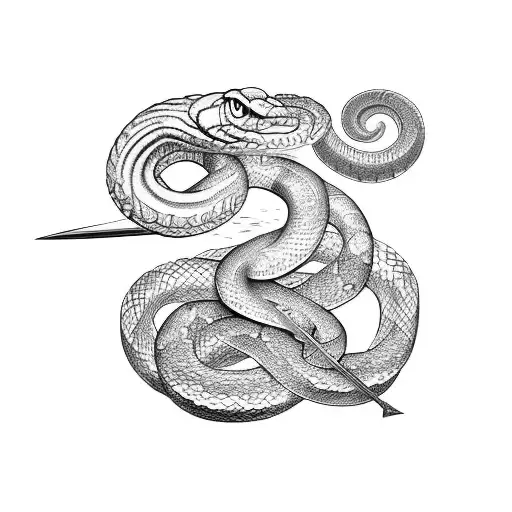 sword and snake tattoo design idea