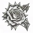ring rose arrow weapon tattoo design idea