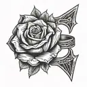 ring rose arrow weapon tattoo design idea