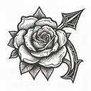 ring rose arrow weapon tattoo design idea