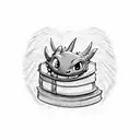 stack of books with toothless and Spyro climbing the stack of books tattoo design idea