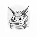stack of books with toothless and Spyro climbing the stack of books tattoo design idea