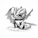 stack of books with How to Train Your Dragon Toothless Dragon tattoo design idea