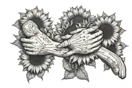 sunflower cross grandma holding hands reaching tattoo design idea