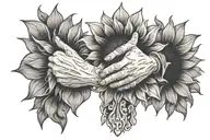 sunflower cross grandma holding hands reaching tattoo design idea