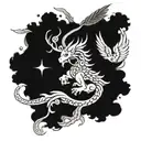 A mythical creature combining elements of Japanese and greek mythology tattoo design idea