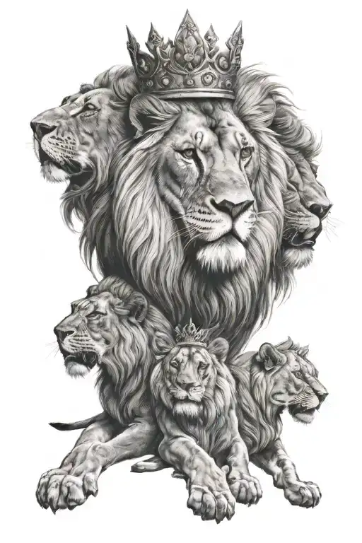 three king lions  tattoo design idea