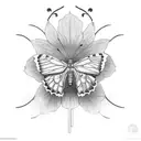 Hawaiian flower butterfly's greenery tattoo design idea