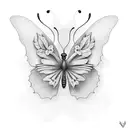 Hawaiian flower butterfly's greenery tattoo design idea