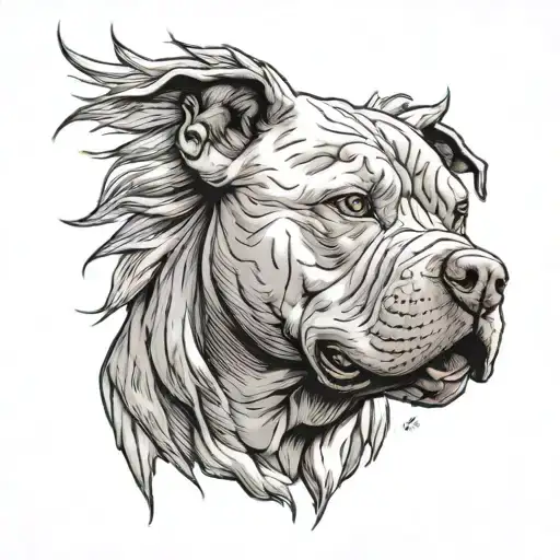 a pit bull with hair like broly from dragon ball z   tattoo design idea