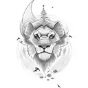 I want a tattoo where Simba looks up to the night sky and sees the ghost of mufasa tattoo design idea