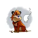 I want a tattoo where Simba looks up to the night sky and sees the ghost of mufasa tattoo design idea