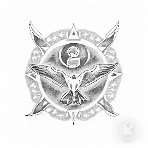 A minimalist blackwork tattoo design of a group of seagulls flying over the iconic Central Perk coffee shop from the Friends TV show, symbolizing your passion for TV shows and seagulls tattoo design idea