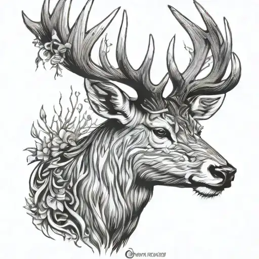 stag head tattoo design idea