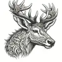stag head tattoo design idea