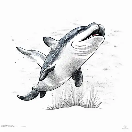 beluga whale on a beach tattoo design idea