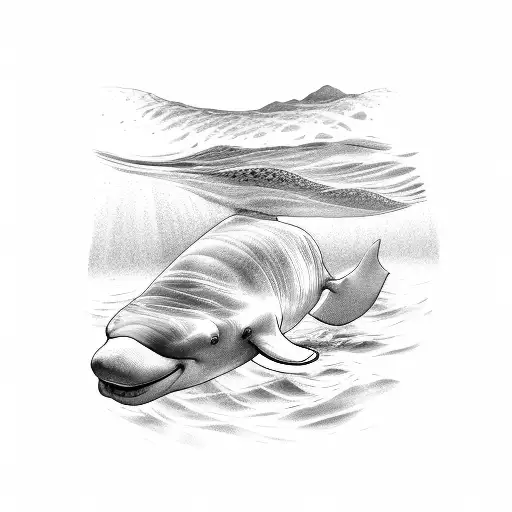 beluga whale on a beach tattoo design idea