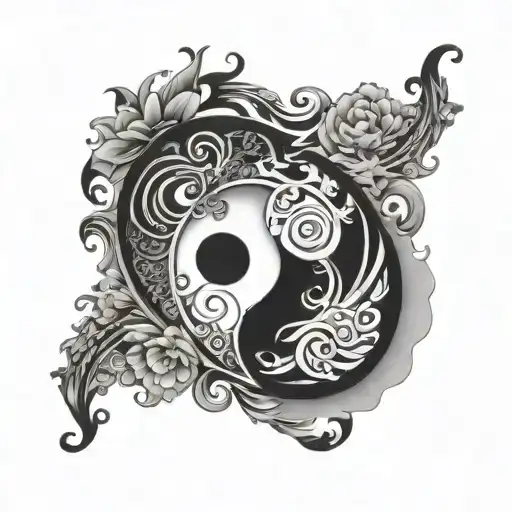 yin yang question marks tattoo design idea
