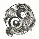 yin yang question marks  tattoo design idea