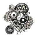 yin yang question marks  tattoo design idea