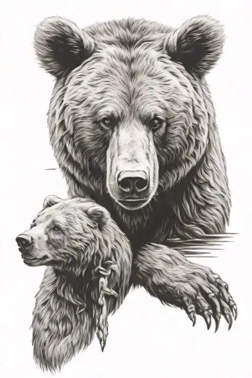 kodiak bear infront tattoo design idea