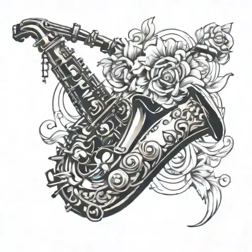 saxophone tattoo design idea
