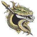 snake with mouth open around the sword  tattoo design idea