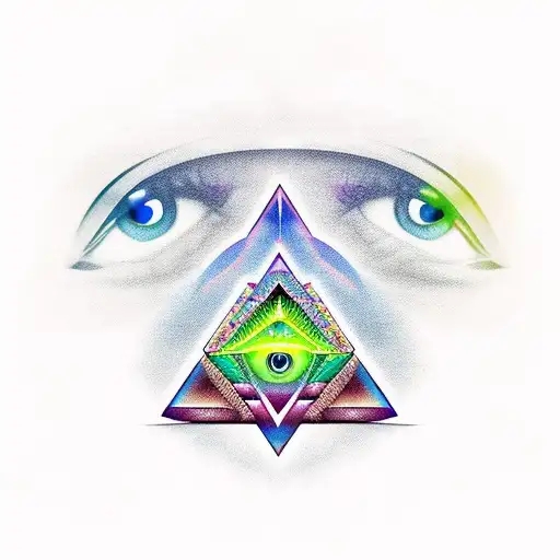  pyramid eyes indriya 7 chakra tattoo design idea
