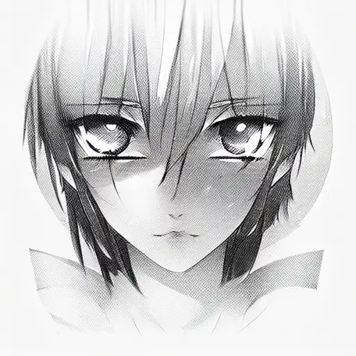 anime eyes in a rectangular box tattoo design idea