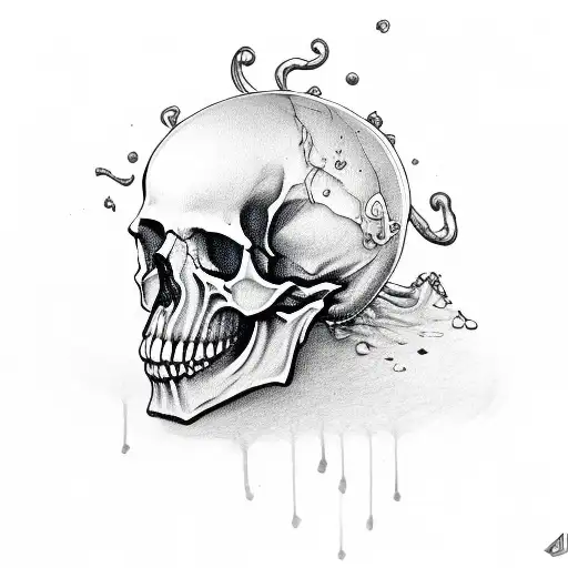 skull butterfly drip tattoo design idea