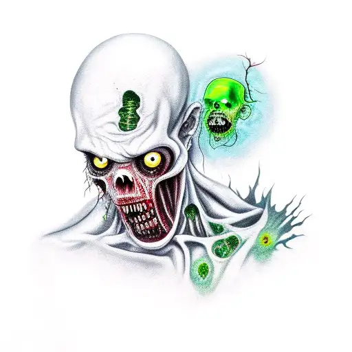 zombie, demonic tattoo design idea