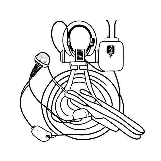 microphone and headphone tattoo design idea