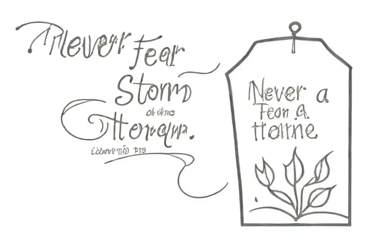 make a quote tattoo with this tekst: Never fear a storm, learn to dance in the rain tattoo design idea