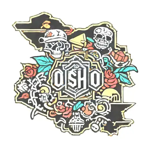 State of Ohio as a buckeye with OSU block-0 in center lots of color tattoo design idea