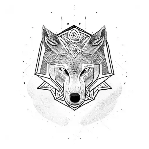 geometric viking wolf armor tattoo design idea
