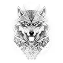 geometric viking wolf armor tattoo design idea