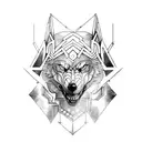 geometric viking snarling wolf armor tattoo design idea
