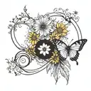 infinity and dandelion flower tattoo design idea