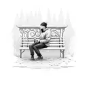 man sitting in a park bench in cold weather drinking alcohol, with a cigaret in his other h tattoo design idea