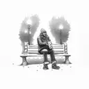 man sitting in a park bench in cold weather drinking alcohol, with a cigaret in his other h tattoo design idea