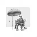 man smoking a cigarette on a park bench  tattoo design idea