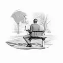 man smoking a cigarette on a park bench  tattoo design idea