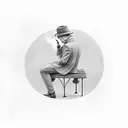 man smoking a cigarette on a park bench  tattoo design idea