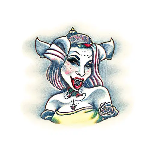 jester girl dark tattoo design idea