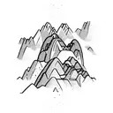 A silhouette of Machu Picchu with the Inca Trail winding through it tattoo design idea