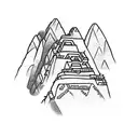A silhouette of Machu Picchu with the Inca Trail winding through it tattoo design idea