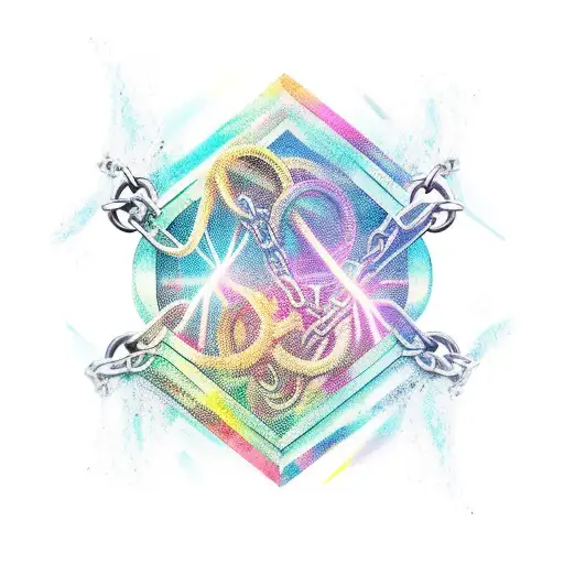 broken chains tattoo design idea