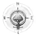 Intricate design of Yggdrasil tree with Nordic compass and Ouroboros tattoo design idea