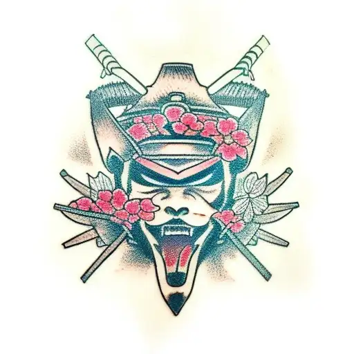 Samurai Mask Tattoo Stock Illustration - Download Image Now - Asia,  Backgrounds, Barbell - iStock