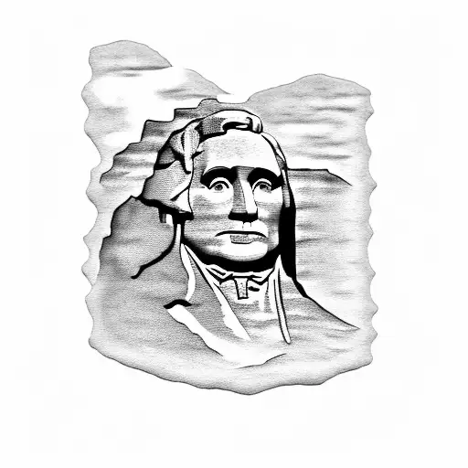 A pressed penny design featuring Mount Rushmore in South Dakota tattoo design idea